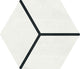 81/2x10 Bee Hive Medley Hexagon Rhombille Cube  Patterned Concrete-Look Matte Smooth Porcelain Tile Soft White