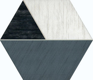 8 1/2x10 Bee Hive Medley Hexagon Rhombille Cube Patterned Concrete-Look Matte Smooth Porcelain Tile