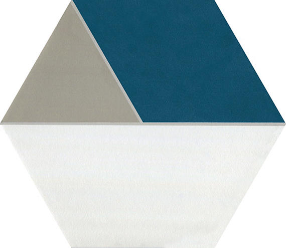 81/2x10 Bee Hive Medley Hexagon Rhombille Cube  Patterned Concrete-Look Matte Smooth Porcelain Tile Teal Blue