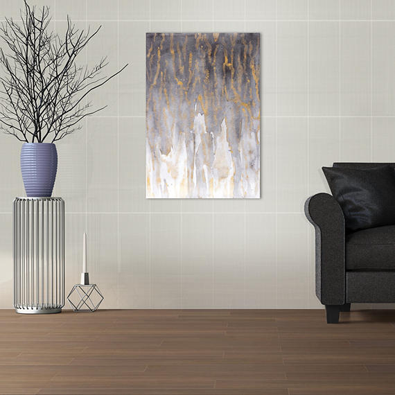 8x24 Perspecta Linear  Patterned Solid-Color Glossy Smooth Ceramic Tile Light Gray