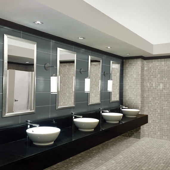 8x24 Perspecta Linear  Patterned Solid-Color Glossy Smooth Ceramic Tile Dark Gray