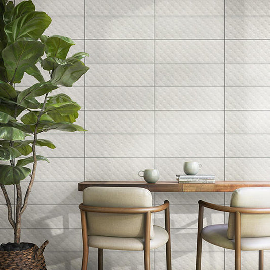 8x24 Visual Impressions Ellipse 3D-Geometric Diamond Natural Solid-Color Matte Smooth Ceramic Tile