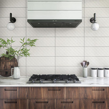 8x24 Visual Impressions Ellipse Oval  Natural Solid-Color Matte Smooth Ceramic Tile Soft White