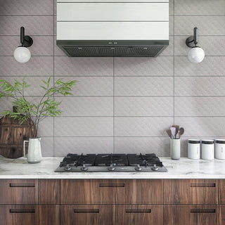 Pale Gray - 8x24 Visual Impressions Ellipse 3D-Geometric Diamond Natural Solid-Color Matte Smooth Ceramic Tile