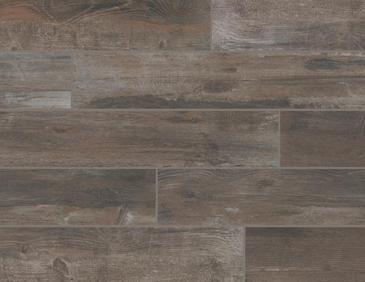 8x48 Bryson Valley  Natural Wood-Look Matte Textured Porcelain Tile Dark Brown