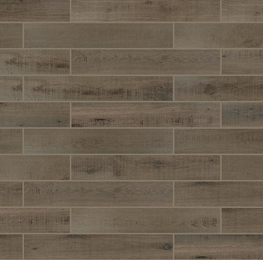 6x48 Chateau Reserve  Natural Wood-Look Matte Smooth Porcelain Tile Woodland Brown