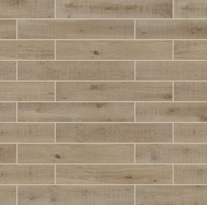 8x48 Chateau Reserve  Natural Wood-Look Matte Smooth Porcelain Tile Hickory Brown