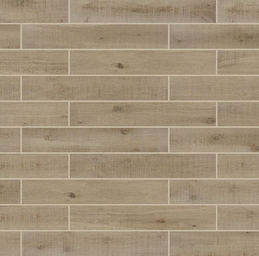 8x48 Chateau Reserve  Natural Wood-Look Matte Smooth Porcelain Tile Hickory Brown