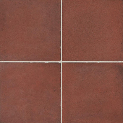 8x8 Quartetto Grid  Natural Concrete-Look Matte Smooth Porcelain Tile Brick Red