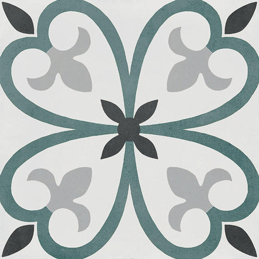 8x8 D_segni Color Clover Trellis Petal Floral Patterned Solid-Color Matte Smooth Porcelain Tile