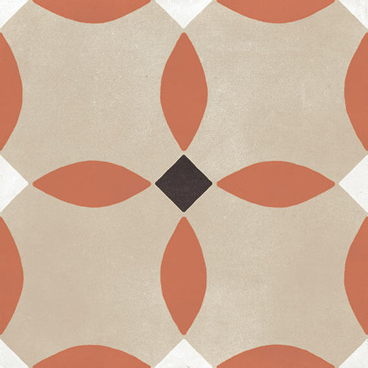 8x8 D_segni Color Encaustic Petal Floral Patterned Solid-Color Matte Smooth Porcelain Tile Coral Beige