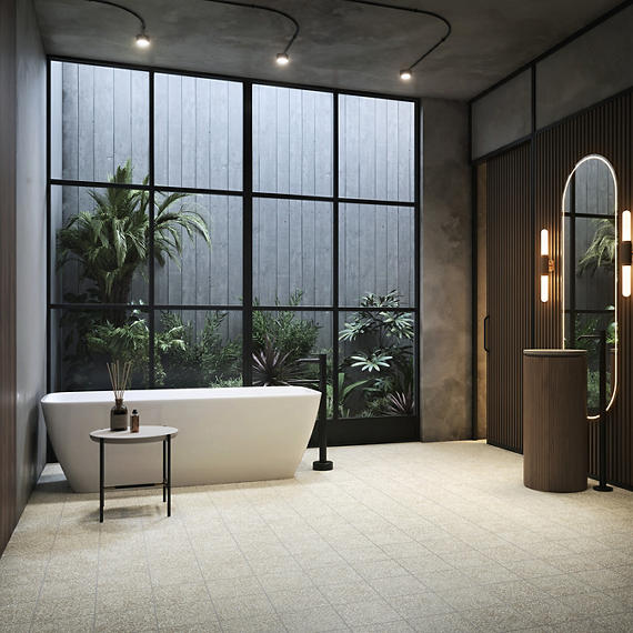 8x8 D_segni Terrazzo Fragment Shard  Patterned Solid-Color Matte Smooth Porcelain Tile Pebble Beige