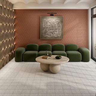 Pebble Beige - 8x8 D_segni Terrazzo Fragment Shard Patterned Mixed-Color Matte Smooth Porcelain Tile