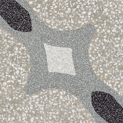 8x8 D_segni Terrazzo Abstract Pattern  Patterned Encaustic-Look Matte Smooth Porcelain Tile Gray Blend