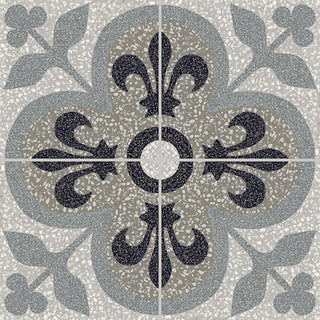 8x8 D_segni Terrazzo Petal Floral Patterned Encaustic-Look Matte Smooth Porcelain Tile