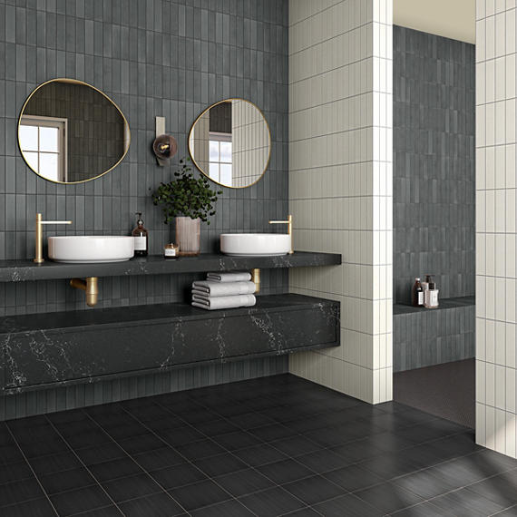 8x8 Scenario  Natural Concrete-Look Matte Smooth Porcelain Tile Charcoal Black