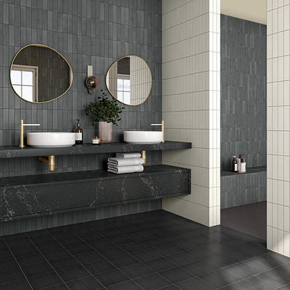 8x8 Scenario  Natural Concrete-Look Matte Smooth Porcelain Tile Charcoal Black