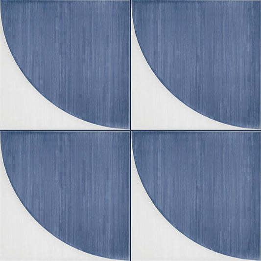 8x8 Scenario Wave-Line  Patterned Concrete-Look Matte Smooth Porcelain Tile Blue White
