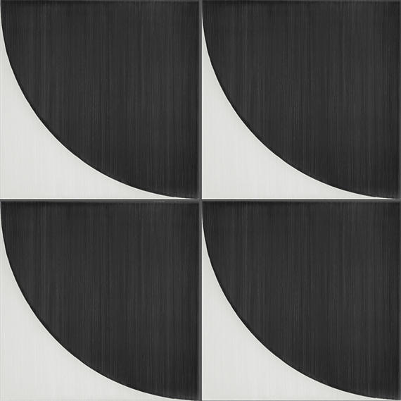 8x8 Scenario Wave-Line  Patterned Concrete-Look Matte Smooth Porcelain Tile Black White Blend