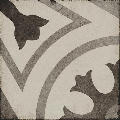 8x8 Quartetto Circle Medallion Patterned Concrete-Look Matte Natural Porcelain Tile Deep Taupe
