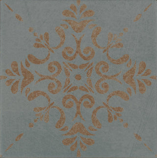 8x8 Moroccan Concrete Scroll Vine Patterned Concrete-Look Matte Smooth Porcelain Tile