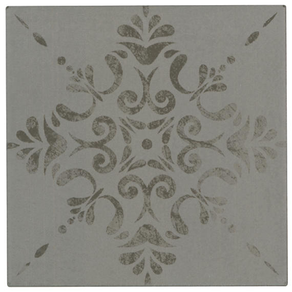 8x8 Moroccan Concrete Scroll Vine  Patterned Concrete-Look Matte Smooth Porcelain Tile Medium Gray