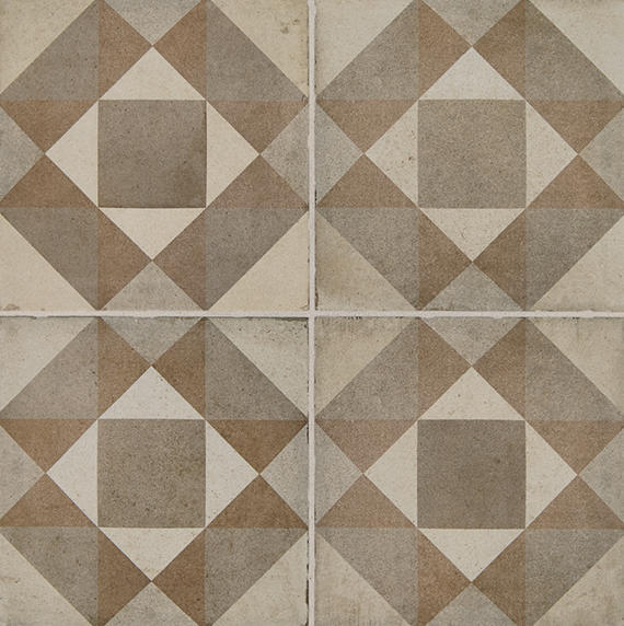 8x8 Quartetto Diamond-Triangle  Patterned Concrete-Look Matte Natural Porcelain Tile Brown Beige