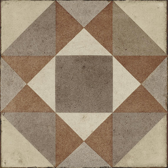 8x8 Quartetto Diamond-Triangle  Patterned Concrete-Look Matte Natural Porcelain Tile Brown Beige