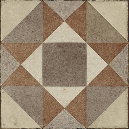 8x8 Quartetto Diamond-Triangle  Patterned Concrete-Look Matte Natural Porcelain Tile Brown Beige
