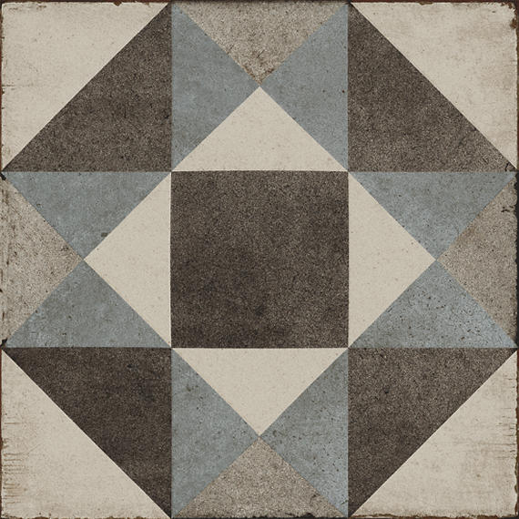 8x8 Quartetto Diamond-Triangle  Patterned Concrete-Look Matte Natural Porcelain Tile Taupe Blue