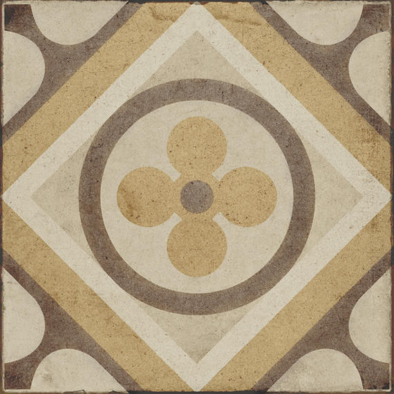 8x8 Quartetto Clover Diamond Patterned Concrete-Look Matte Natural Porcelain Tile Beige Brown
