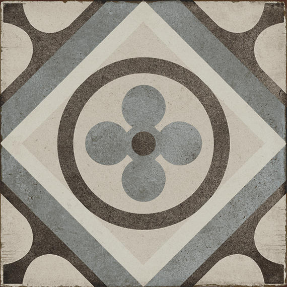 8x8 Quartetto Clover Diamond Patterned Concrete-Look Matte Natural Porcelain Tile Gray Brown