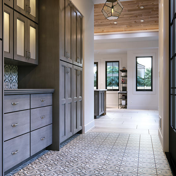 8x8 Quartetto Clover Diamond Patterned Concrete-Look Matte Natural Porcelain Tile Gray Brown