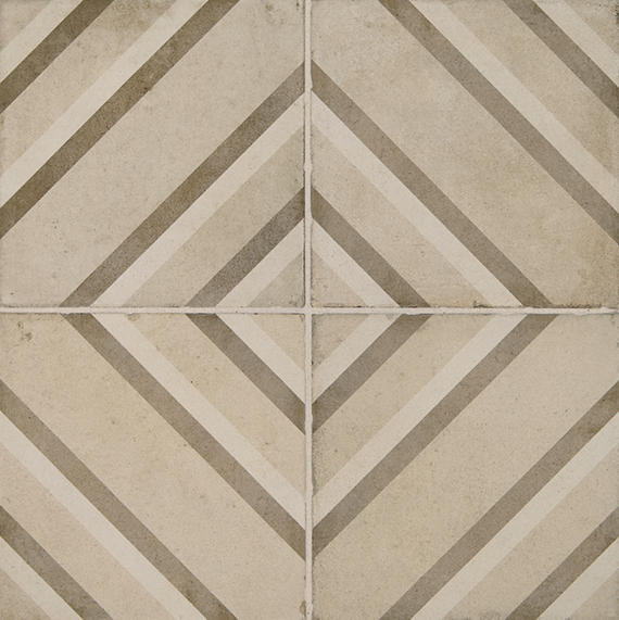 8x8 Quartetto Diagonal Rhombus Linear Patterned Concrete-Look Matte Natural Porcelain Tile Beige Gray