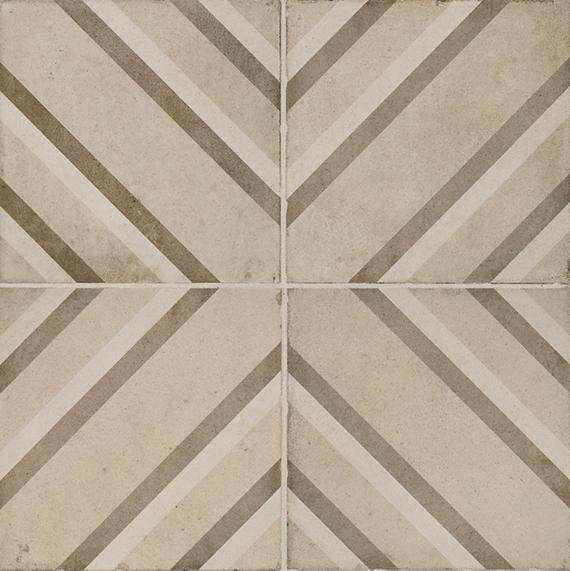 8x8 Quartetto Diagonal Rhombus Linear Patterned Concrete-Look Matte Natural Porcelain Tile Beige Gray