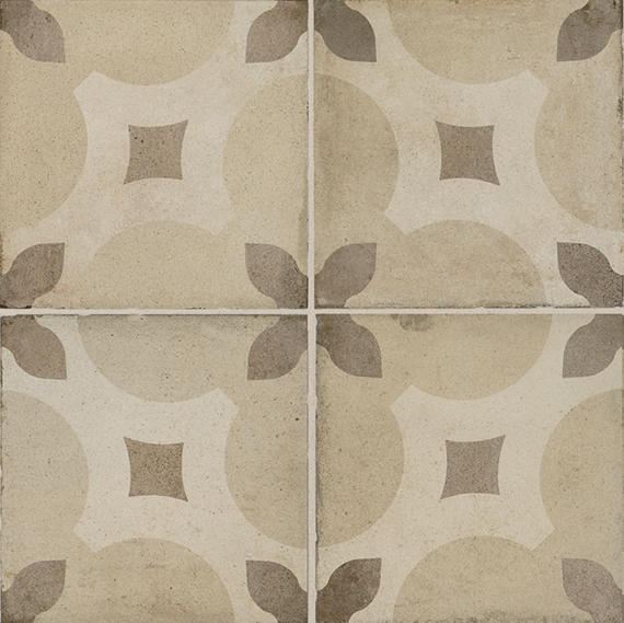 8x8 Quartetto Clover Trellis Diamond Patterned Concrete-Look Matte Natural Porcelain Tile Warm Taupe
