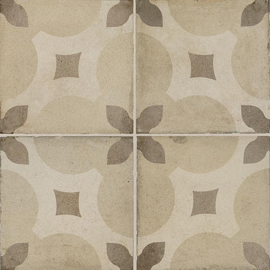8x8 Quartetto Clover Trellis Diamond Patterned Concrete-Look Matte Natural Porcelain Tile Warm Taupe