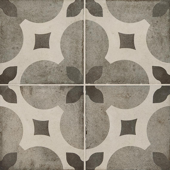 8x8 Quartetto Clover Trellis Diamond Patterned Concrete-Look Matte Natural Porcelain Tile Stone Gray