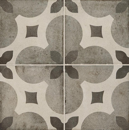 8x8 Quartetto Clover Trellis Diamond Patterned Concrete-Look Matte Natural Porcelain Tile Stone Gray