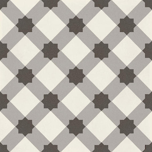 8x8 D_segni Lattice  Patterned Solid-Color Matte Smooth Porcelain Tile Gray White