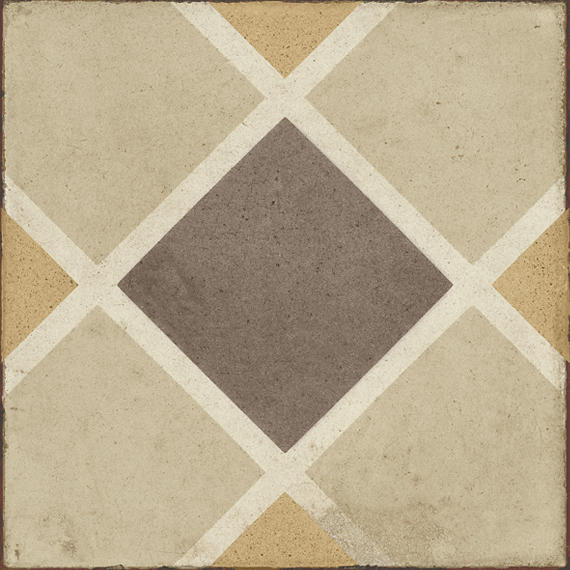 8x8 Quartetto Diamond Grid Patterned Concrete-Look Matte Natural Porcelain Tile Beige Taupe