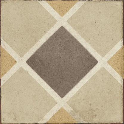 8x8 Quartetto Diamond Grid Patterned Concrete-Look Matte Natural Porcelain Tile Beige Taupe