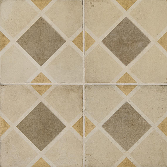 8x8 Quartetto Diamond Grid Patterned Concrete-Look Matte Natural Porcelain Tile Beige Taupe