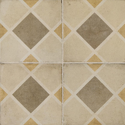 8x8 Quartetto Diamond Grid Patterned Concrete-Look Matte Natural Porcelain Tile Beige Taupe