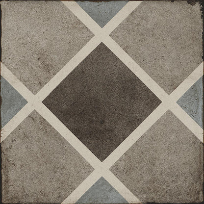 8x8 Quartetto Diamond Grid Patterned Concrete-Look Matte Natural Porcelain Tile Light Gray