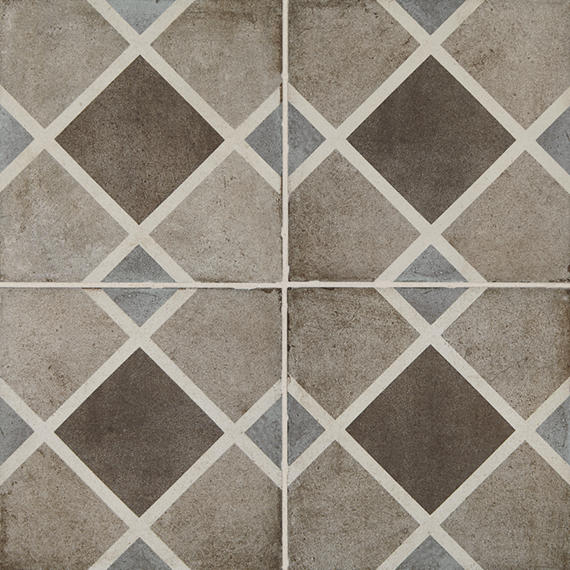 8x8 Quartetto Diamond Grid Patterned Concrete-Look Matte Natural Porcelain Tile Light Gray