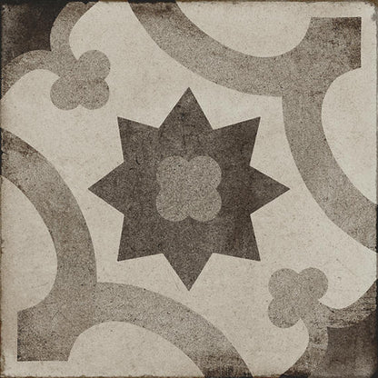 8x8 Quartetto Star Arabesque Patterned Concrete-Look Matte Natural Porcelain Tile Sand Taupe