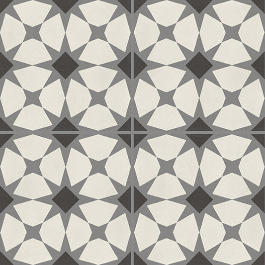 8x8 D_segni Lattice  Patterned Solid-Color Matte Smooth Porcelain Tile Black White