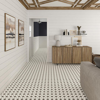 Charcoal Gray - 8x8 D_segni Lattice Patterned Solid-Color Matte Smooth Porcelain Tile