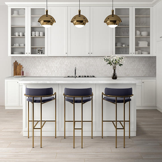 8 Perpetuo Hexagon  Natural Marble-Look Matte Smooth Porcelain Tile Soft White